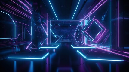 Obraz premium Electrifying Nightscapes: A Futuristic Abstraction of Illuminated Spaces Generative AI