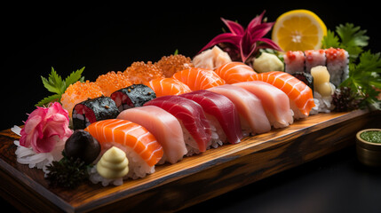 sushi on a plate HD 8K wallpaper Stock Photographic Image