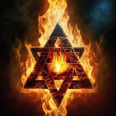 Fototapeta na wymiar Burning hexagram, Star of David.