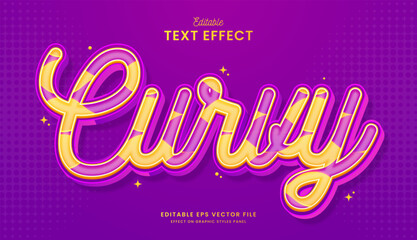 decorative curvy yellow and purple pattern editable text effect vector design