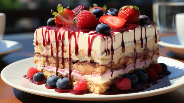 cheesecake with berries HD 8K wallpaper Stock Photographic Image