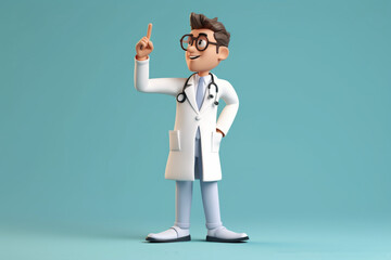 3d render. Cartoon doctor character holds clipboard. Clip art isolated on blue background. Professional consultation. Medical concept - 621289691