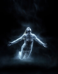 Obraz premium Female ghost rising up, Generative AI Illustration