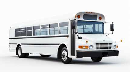 white bus isolated on white school bus vehicle white background, Bus to transport workers to hard to reach areas. 3D illustration.