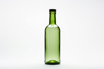 Simple glass bottle on a gray background. Generative AI