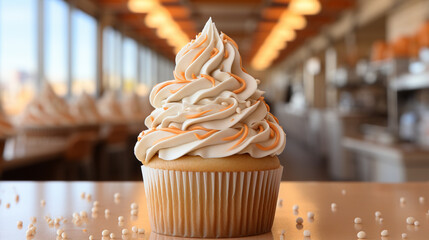 cupcake with cream HD 8K wallpaper Stock Photographic Image