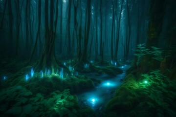 Fototapeta premium light in the forest wallpaper and background generated by AI
