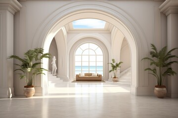 Interior Design of a Huge Mansion with the Style of a Monaster, Some Vegetation and Plants....