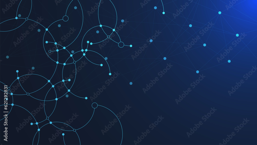 Poster abstract overlapping circle and dots background. global network connection, social networking, busin