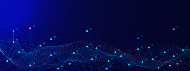 Abstract connecting dots and lines. Big data visualization, global network connection and communication technology concept background.