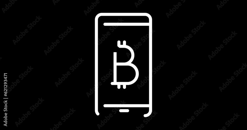 Aufkleber bitcoin digital money animated outline icon with alpha channel. bitcoin digital money 4k video anima