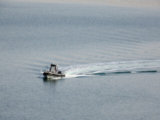 Dead Sea, Jordan : Jordanian coast guard boat (security boat)          