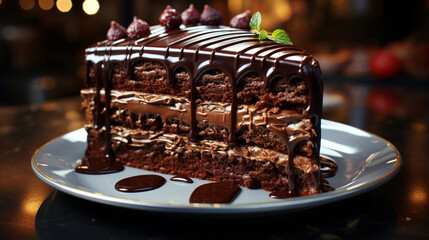 cake with chocolate HD 8K wallpaper Stock Photographic Image