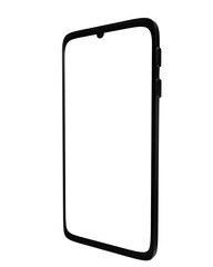 black smartphone isolated on white background, road clipping 3d illustration