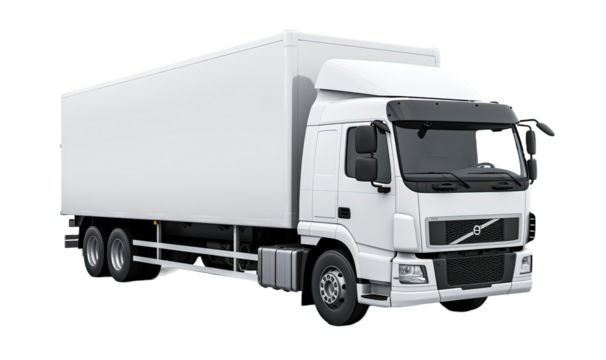 White truck isolated on transparent background. PNG file, cut out.