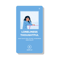 sad lonelies thoughtful vector. adult woman, loneliness female, depression girl sad lonelies thoughtful web flat cartoon illustration