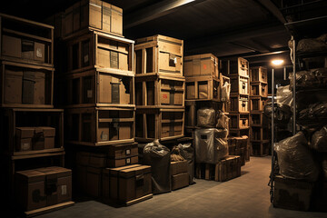 Industrial interior of an old factory warehouse.