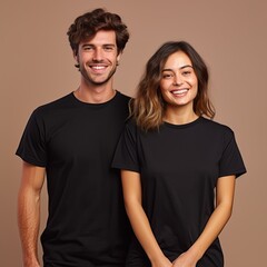 Illustration of a fashion portrait with plain t-shirt mockup, AI Generated