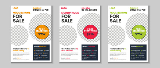 Corporate colorful real estate unique social media post flyer collection, home for sale banner set and property poster, elegant and modern home sale social media promotion, real estate Brochure