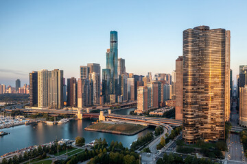 Fototapeta na wymiar Aerial Chicago skyline