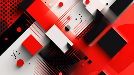 abstract red background with geometric elements shapes. Vector type illustration. generative ai