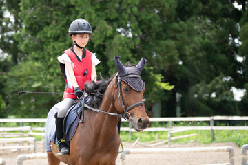 Fototapeta premium 乗馬を楽しむ女の子