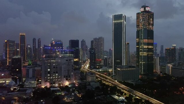 Kuningan Jakarta cityscape during dusk blue hour