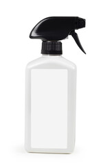 White blank plastic spray bottle isolated on white background with clipping path. Packaging mockup.