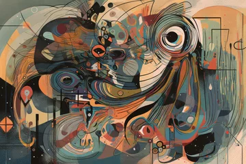 Fotobehang Abstract representation of psychosis, Hallucinations, Confusion, Delusions. Generative AI. © Jessi-Hamburg