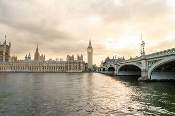 Fototapeta na wymiar Big Ben an Iconic London city landmark from across the river thames, the symbol of London