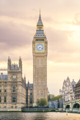 Fototapeta na wymiar Big Ben an Iconic London city landmark from across the river thames, the symbol of London