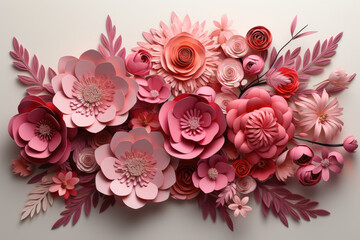An exquisitely crafted paper banner, adorned with a vibrant display of pink flowers, serves as a captivating tribute to honor the significance of International Women's Day. Generative Ai.
