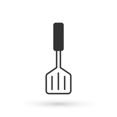Fototapeta premium Grey Spatula icon isolated on white background. Kitchen spatula icon. BBQ spatula sign. Barbecue and grill tool. Vector