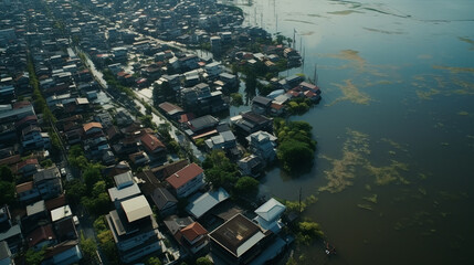 Fototapeta na wymiar 水害を受ける住宅街（AI生成）