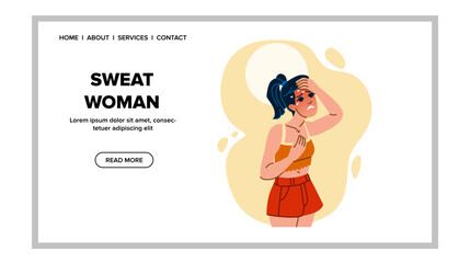 exercise sweat woman vector. fitness gym, body workout, fit athlete exercise sweat woman web flat cartoon illustration