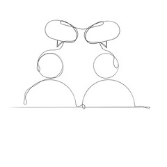 continuous line drawing person with bubble talk icon illustration
