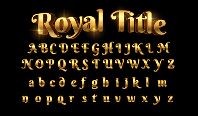 Royal modern alphabet gold fonts. technology typography golden  Curve font uppercase. vector illustrator
