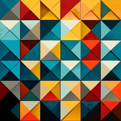 Seamless geometric pattern with triangles in retro style. Vector illustration.