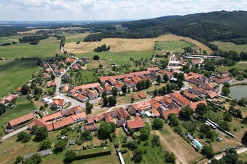 Village Holasovice, UNESCO world heritage, Czech republic, Europe,aerial panorama landscape...