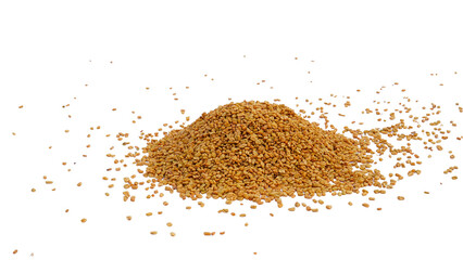 Pile fenugreek grains, Organic fenugreek Seeds - Methi Dana. - obrazy, fototapety, plakaty