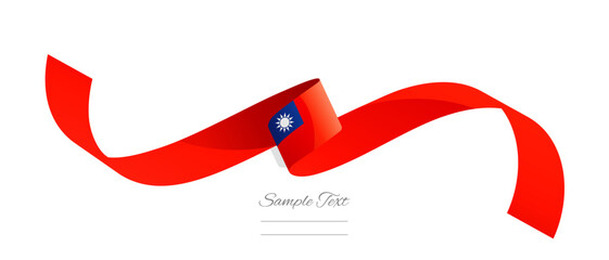 Taiwanese flag ribbon vector illustration. Taiwan flag ribbon on abstract isolated on white color background