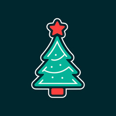 Elegant Green Christmas Tree Icon icon