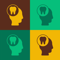 Pop art Toothache icon isolated on color background. Vector