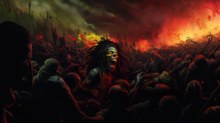 Zombie Revolution Battlefield  created with Generative AI technology
