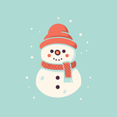 Winter Wonderland Snowman Icon, Christmas Flat Icon