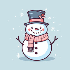 Snowy Delights Flat Snowman Icon, Christmas Flat Icon