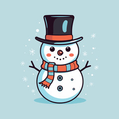 Snowy Fun Cute Snowman Icons, Christmas Flat Icon