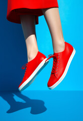 Blue woman color style shoe luxury fashionable concept modern red trend