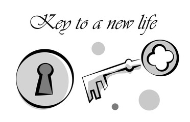 Key and keyhole. Vector illustration in doodle style