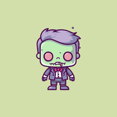 Cute little Zombie Flat Icon, halloween icon
